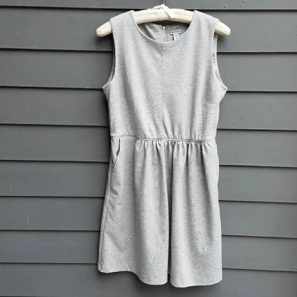 Porophrose Gray Knit Dress with Side Pockets Stretchy Size Large